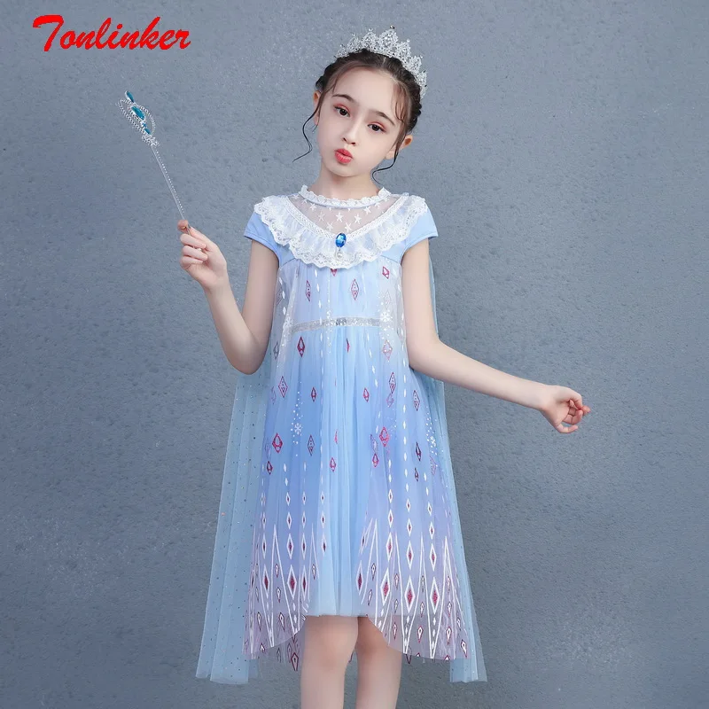 

Halloween Girls Dress Princess Snow Queen Dressing Up Girl Carnival Fancy Party Dresses Child Clothing Grown Wands Suit Vestido