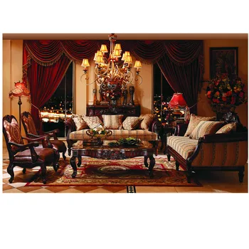 Conjunto de sofás de tela de estilo italiano antiguo de lujo para sala de estar, muebles de 3 + 2 + 1, Conjunto de sofá abric para sala de estar GH85