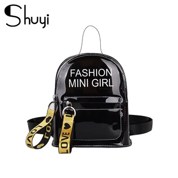 

Summer Women's Backpack fashion female girl mini bright leather bag travel PVC transparent school bag small backpack school bags