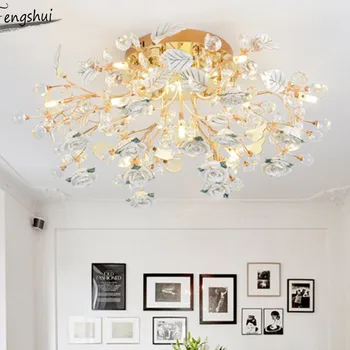 

European Crystal Ceiling Lamp Lighting Fixtures Modern Ceramics Living Dining Room Bedroom Ceiling Lights Decor Lamps Luminaria