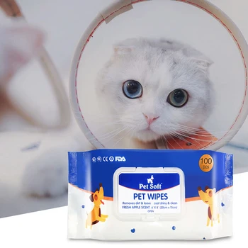 

100pcs Pet Cleaning Wipes Natural And Gentle Wipes For Removing Eye Stains And Odor Pet Disinfection Towel Grooming Supplies