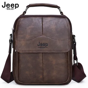 

JEEP BULUO Large Capacity Split Leather Bag For Man Messenger Bag New Men Crossbody Bag Shoulder Bags Multi-function Men Handba