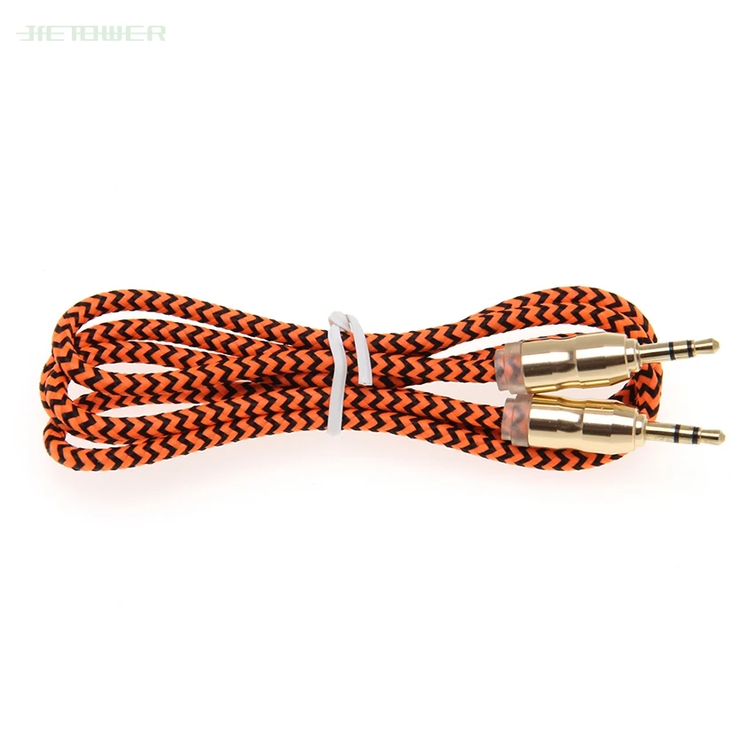 Nylon Braided Audio Cable Jack 3 5 mm Male to Male Cloth Audio Aux Cable For iPhone Car Headphone Speaker Wire Line 100pcs lot