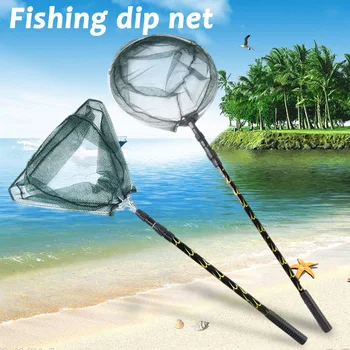 

Wholesale Fishing Hand Net Retractable Telescopic Landing Net Aluminum Alloy Pole Foldable Brail Portable Triangle/Round