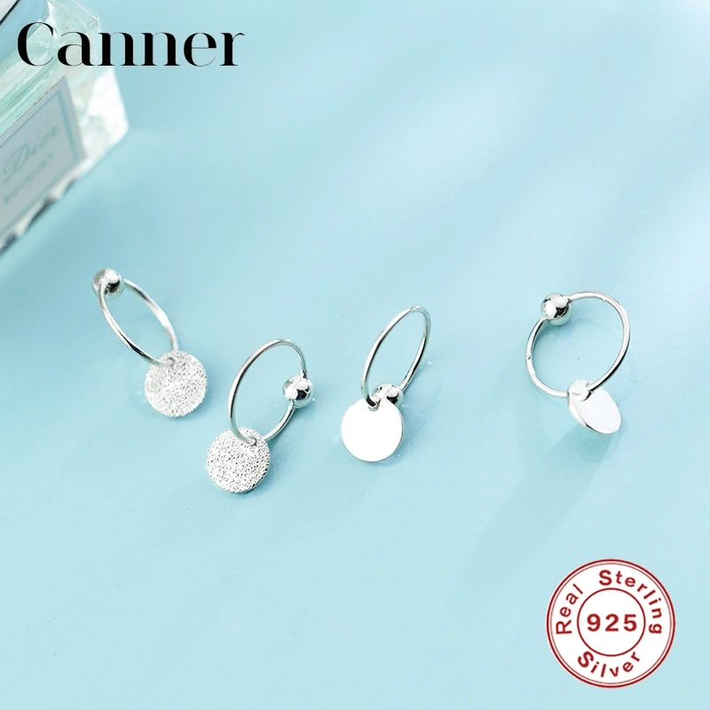 

2019 new 925 Sterling Silver Scrub/Smooth Hoop Earrings Personality Round Silver Earrings for Women ear buckle Fashion Jewelry