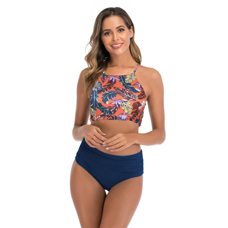 Tankini Women Sexy Swimsuit High Waist Floral Bikinis Sexy Bathing Suit Triangle Bottom Beach Tankini Female Swimwear Plus Size Tankini Women Sexy Swimsuit High Waist Floral Bikinis Sexy Bathing Suit Triangle Bottom Beach Tankini Female Swimwear Plus Size