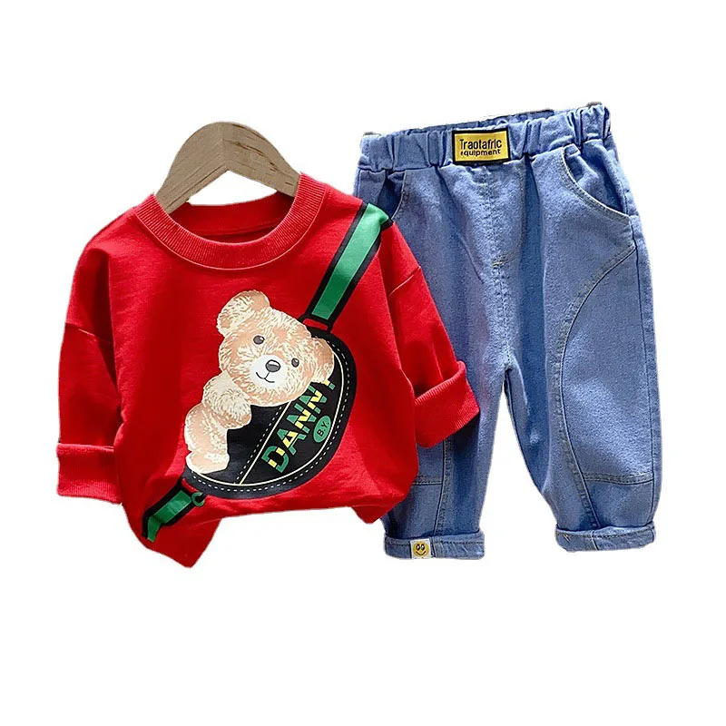 

Комплект одежды из 2 предметов для мальчиков и девочек, тонкий пуловер с принтом животных, штаны с длинным рукавом для младенцев