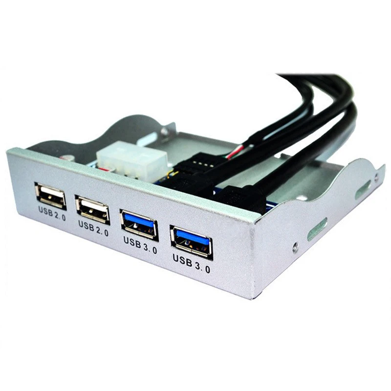 Qиндийский концентратор USB 2,0 USB 3,0 4 порта Передняя панель USB3.0 концентратор разветвитель внутренний комбинированный кронштейн адаптер для рабочего стола 3,5 дюймов флоппи-отсек - Цвет: Белый