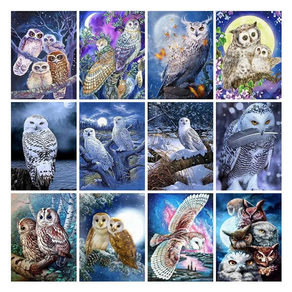 5D Diamond Embroidery Animals Owl Full Drill Square Cross Stitch Mosaic Rhinestone Diamond Painting Crafts Kit Home Decor