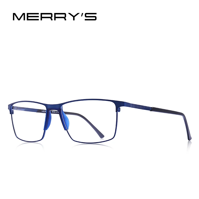MERRYS дизайн для мужчин Оправа очков из титанового сплава Бизнес Стиль Мужской квадратный Сверхлегкий глаз близорукость рецепт очки S2170 - Цвет оправы: C03 Blue