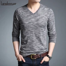 Новинка, модные брендовые свитера, мужские пуловеры с v-образным вырезом, облегающие вязаные Джемперы, шерстяные зимние, корейский стиль, повседневная мужская одежда