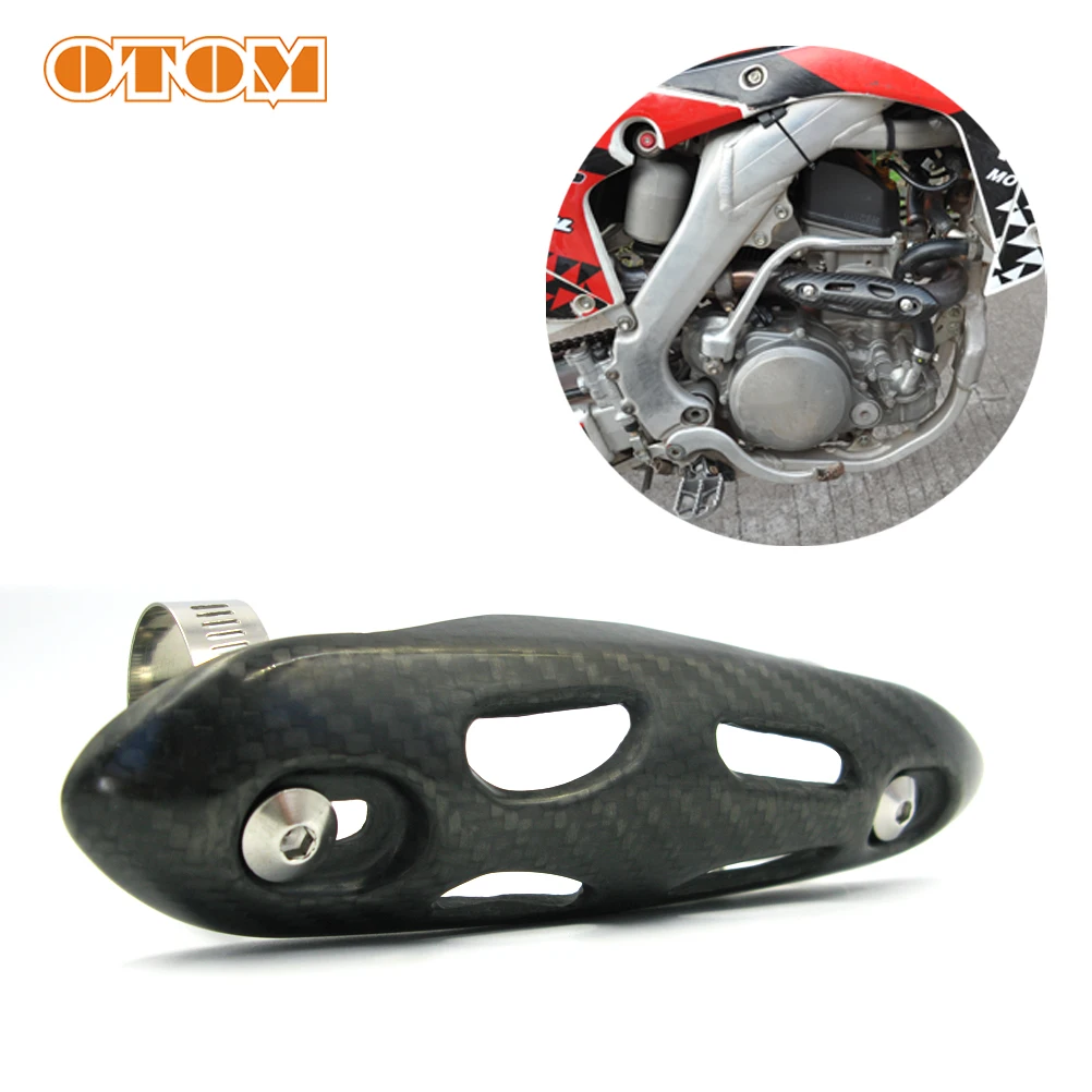 OTOM Motocross Exhaust Pipe Guard Carbon Fiber 102 131mm Hole Spacing