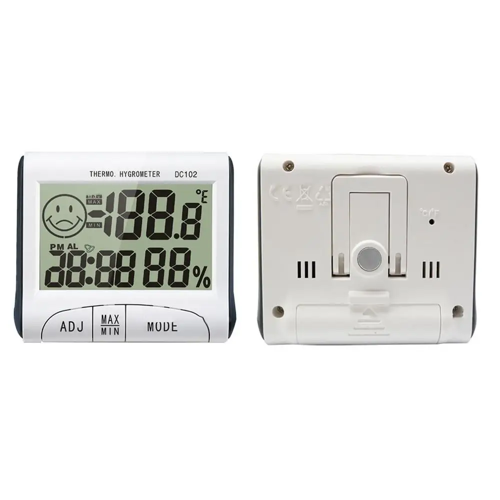 Mini LCD Digital Indoor Thermometer Hygrometer Temperature Humidity Meter Clock Desk Weather Station DC102 With Magnetic Stand