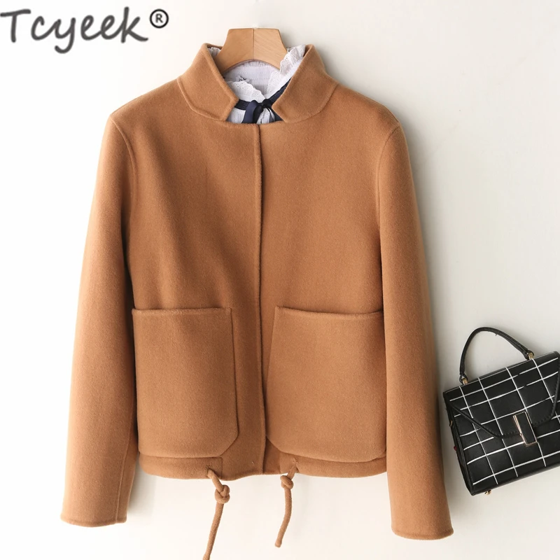 

Tcyeek Winter 100% Wool Coat Women Autumn Clothes 2019 Elegant Vintage Cashmere Jacket Ladies Short Woolen Jackets Hiver LW1617