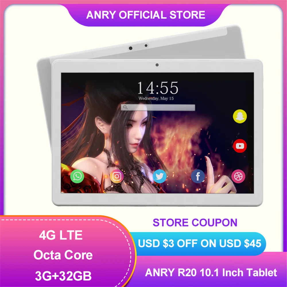 Анри Octa Core 10 дюймов Планшеты Android 2 ГБ + 32 Встроенная память Dual SIM Tablet PC 1280*800 WI-FI OTG GPS