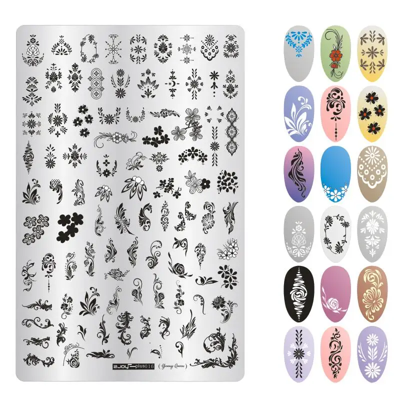 9,5x14 см пластины для штамповки ногтей штампы для ногтей изображения для ногтей шаблоны для дизайна ногтей штамп Konad штамповочная пластина маникюрные трафареты - Цвет: ZJOY PLUS 016