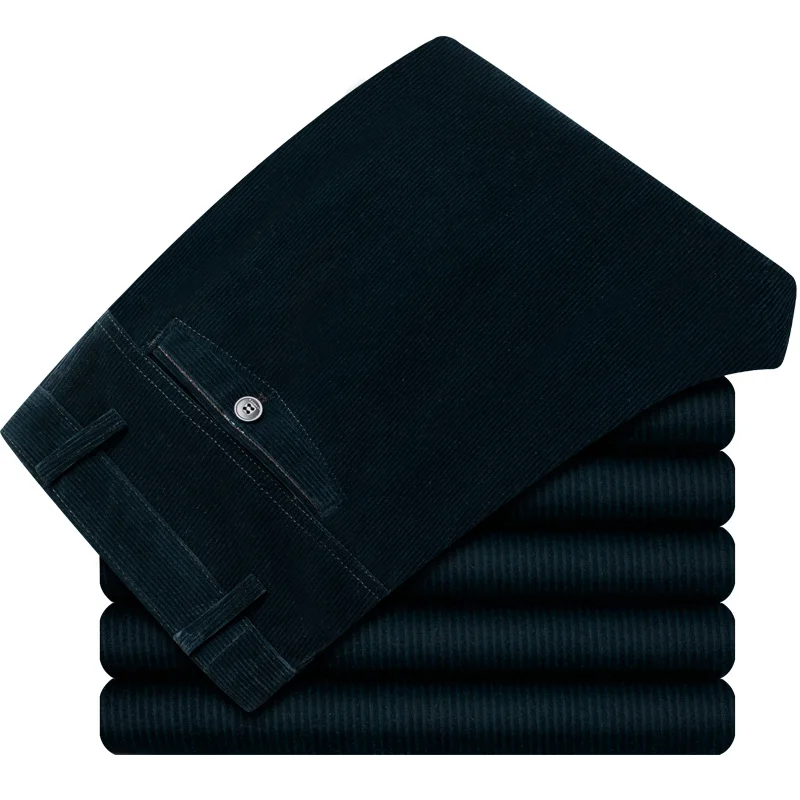 Вельветовые прямые деловые плюс размер 29-40 осенние и зимние утолщенные Дикие повседневные брюки мужские брюки высокого качества - Цвет: Dark green