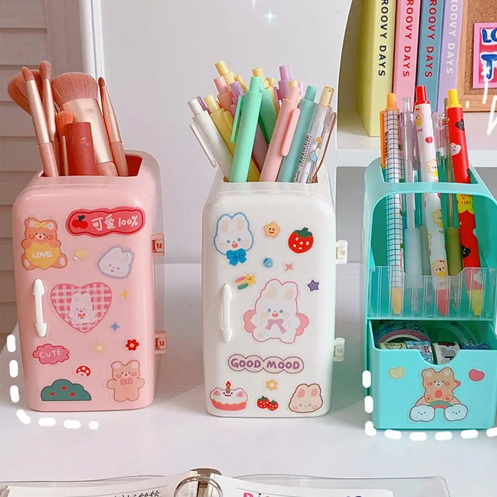 

New Creative Refrigerator Shape Pen Holder Cute Simple Desk Organizer Office Accessories Kawaii Stationery Holder Supplies