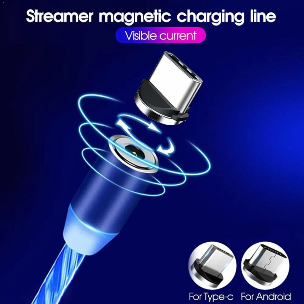 

Illuminated Mobile Phone Data Cable Magnetic Luminous Round Design Cable Suitable Rotatable Charging /Type-c For Android R8W8
