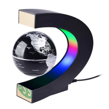 

High Rotation C Shape Magnetic Suspension Maglev Levitation Globe with LED Lights for Learning Education Science US Plug