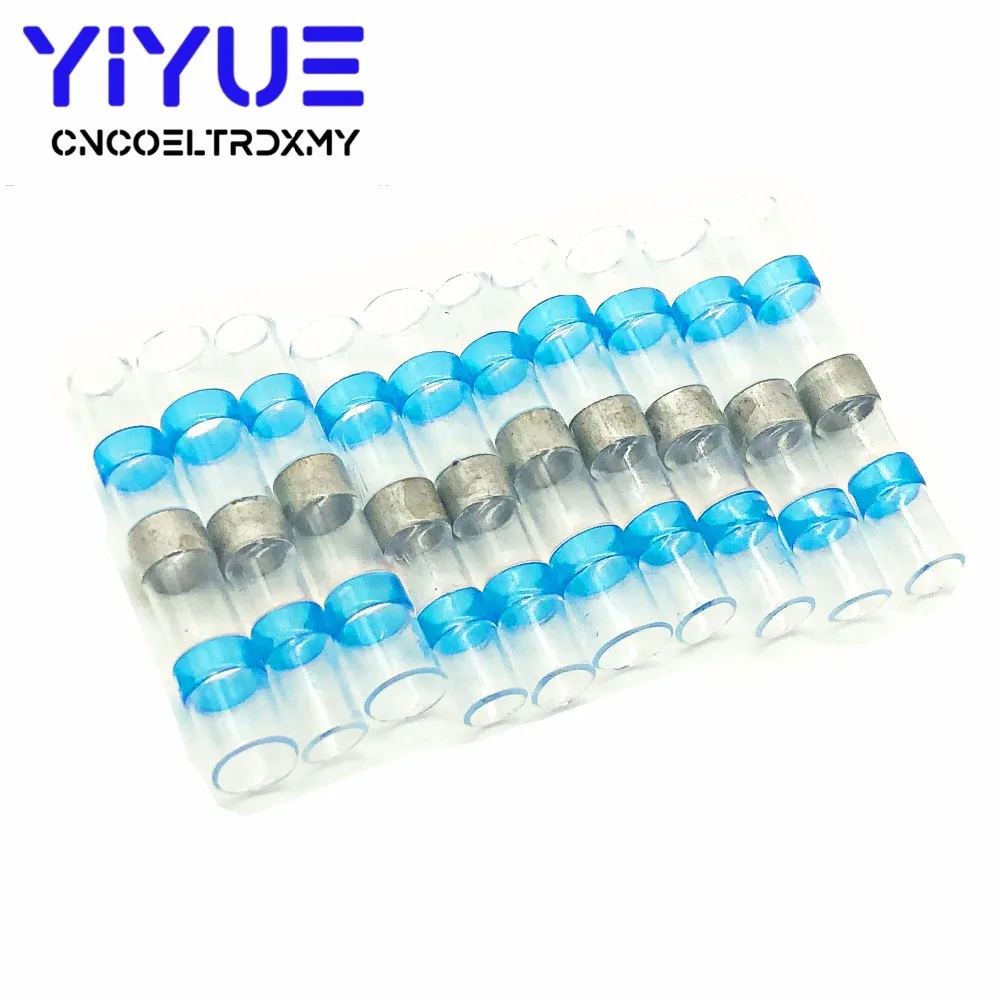 102050PCS Heat Shrink Butt Terminals Waterproof Solder Seal Tinned Copper Electrical Wire Cable Splice Terminal 26-10 AWG (4)