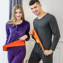 Новое термобелье для влюбленных с принтом Женское зимнее плотное теплое бархатное кальсоны костюм для защиты от пониженных температур Мужская многослойная одежда пижамы