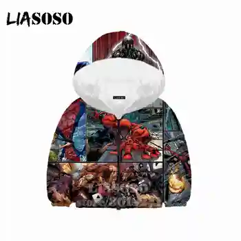 

Spider Man Children Jackets 3D Print Anime Armor Kids Plus Velvet Thickening Boy Girl Zipper Hoodies Warm Down Filled Coat B175