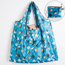 Волшебная стильная большая сумка Экологичная многоразовая полиэфирная переносная сумка на плечо мультяшная зеленая складная сумка складной магазин