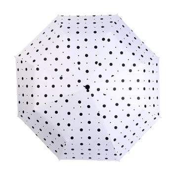 

8 Bone Small Fresh Polka Dot Umbrella Vinyl UV Protection Sun Umbrella Tri-Fold Folding Sunshade Hot Sale Rain Umbrella