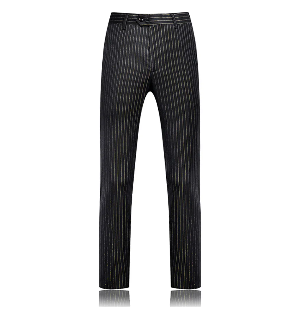 Полосатые брюки мужские повседневные деловые прямые на молнии уличная индивидуальность длинные брюки плюс размер мужские pantalón hombre