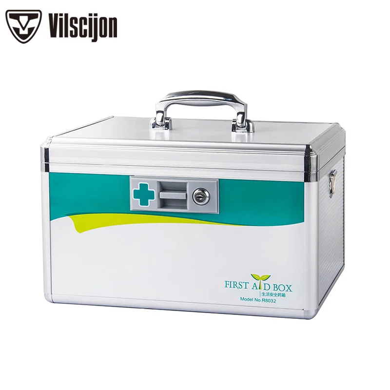

Aluminum alloy Household Medicine box With lock portable First aid kit Family Medical box Multi-function Visiting Medicine box