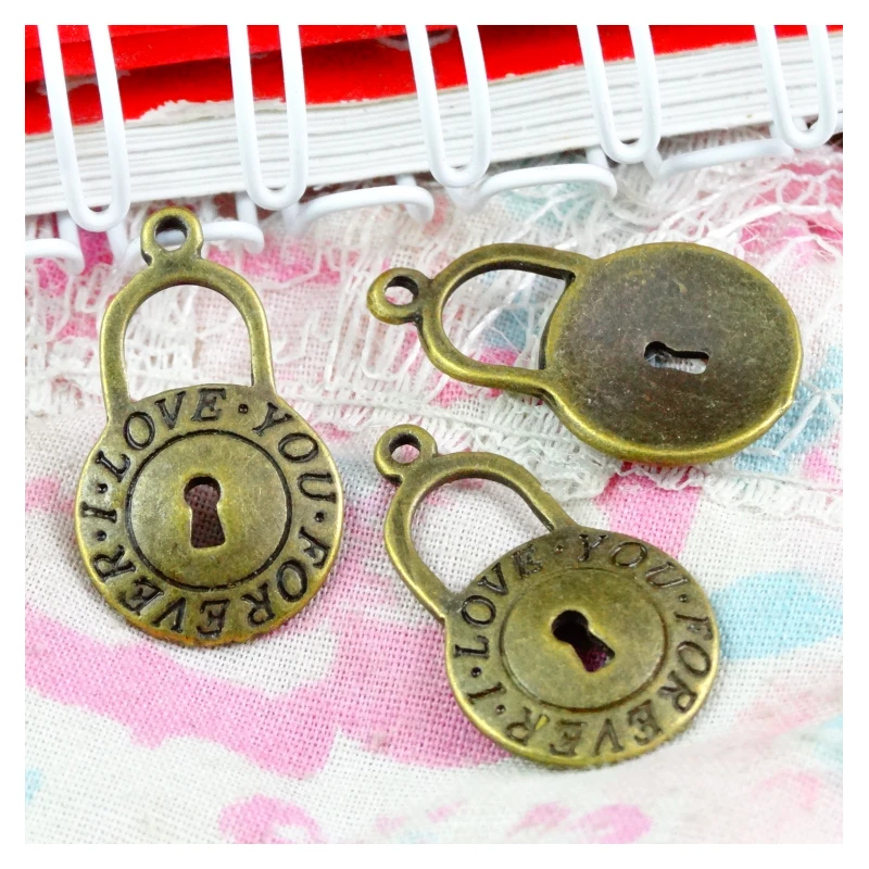 

100 PCS 22*13MM Zinc Alloy Lock Charms Pendants Antique Bronze Plated Metal Pendant for Jewelry Findings Diy