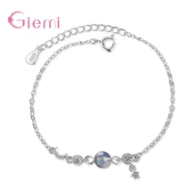 Горячая Мода синий браслет "Планета" браслеты 925 пробы серебряные круглые кристаллы звезда ювелирные аксессуары-кулоны