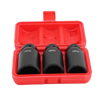 

3pcs 12 Point 1/2in Wheel Axle Hub Nut Socket Set Deep Impact Socket Prevents Slippage And Distortion Of Axle Nuts