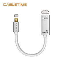Cabletime mini porta de exibição para hdmi-adaptador compatível m/f 1080p thunderbolt para hdmi-compatível para macbook pro ar imac n169