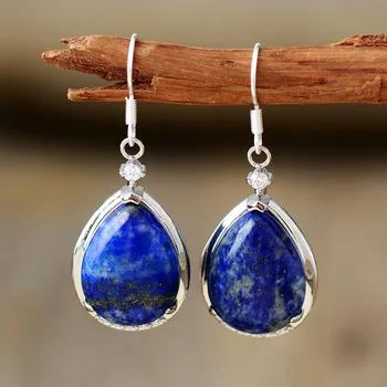 Luxury Women Teardrop Earrings Blue Lapis Luzuli Dangle Earring Classic Fashion Natural Stones Jewelry Bijoux Dropshipping