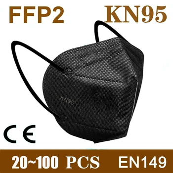 

Black KN95 Mask 5 Layers Filter Dust Mouth PM2.5 Face Masks FFP2 Mask Filter Protective Respirator Earloop Reusable Mascarillas