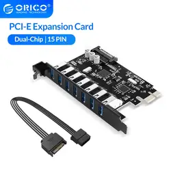 ORICO – Carte PCI Express à 7 ports USB 3.0, avec un connecteur d'alimentation de puces VL805 et VL812, 