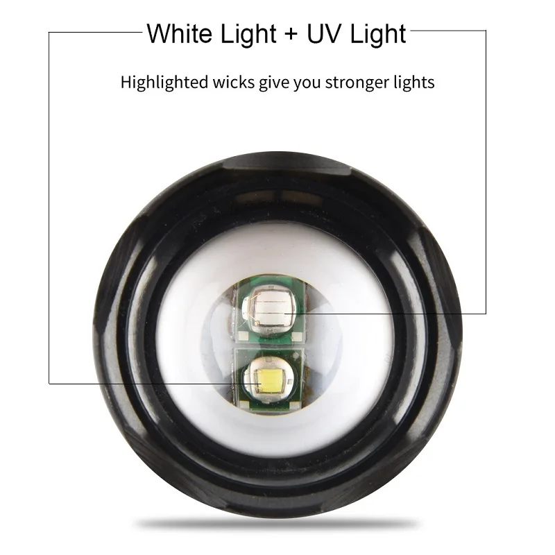 Портативный УФ светодиодный светильник 2 в 1 фиолетовый/белый светильник, светильник-вспышка, черный светильник, Ультрафиолетовый фонарь, детектор мочи
