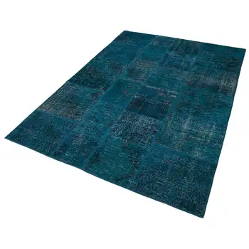 

170x241 Cm Turquoise Handmade Patchwork Rug-6x8 Ft