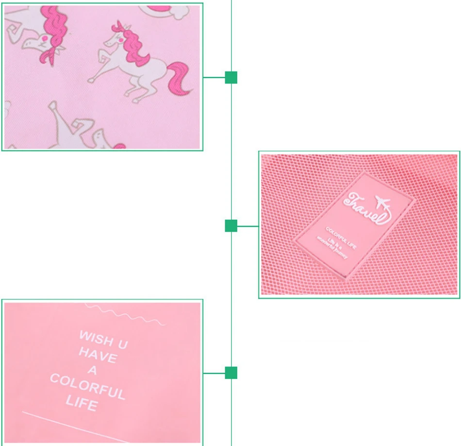 6 шт. комплект Единорог сумка для хранения одежды обувь макияж фламинго органайзер, сумка, карман чемодан домашний шкаф сумки дорожные аксессуары