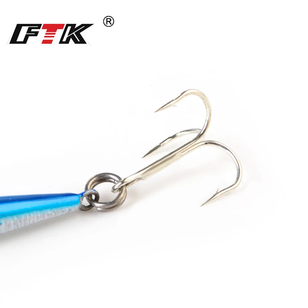 FTK 40g 60g Deep Sea Fishing Hard Lead Metal Jig Lure Sinking Micro Jigging Fishing Bait Tackle Wobbler With Treble Hook