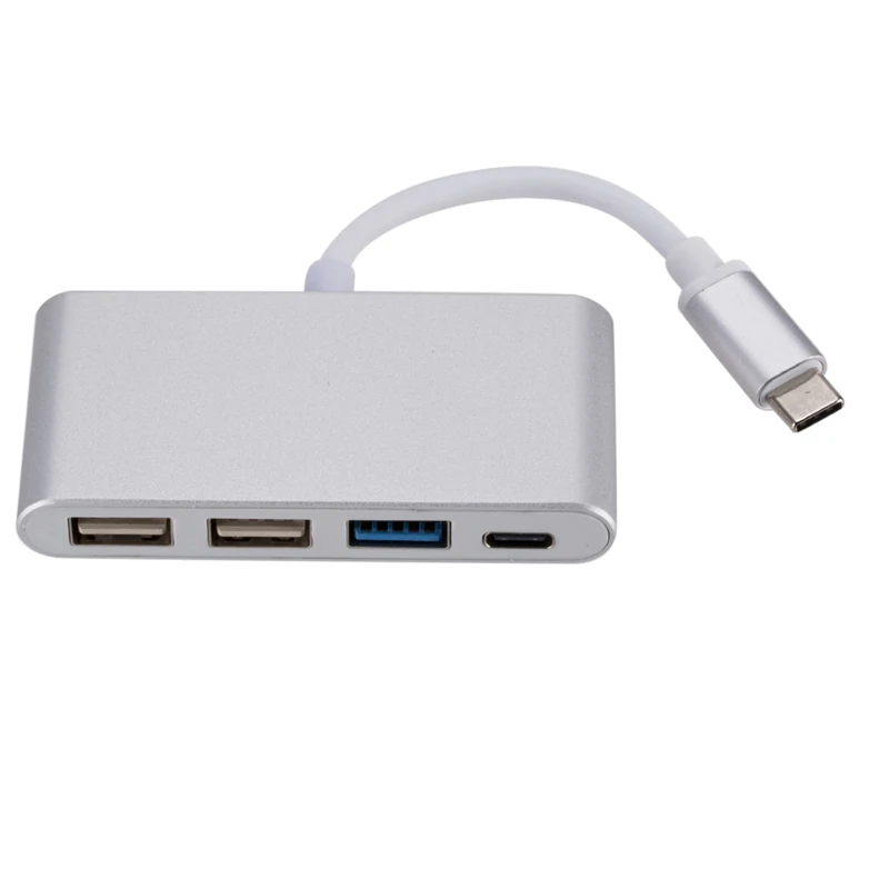 Silver USB C концентратор type C для нескольких USB 2,0 USB 3,0 концентратор с type C зарядным портом для MacBook Pro Air Dock разветвитель 4 порта концентратор USB type C - Цвет: Silver