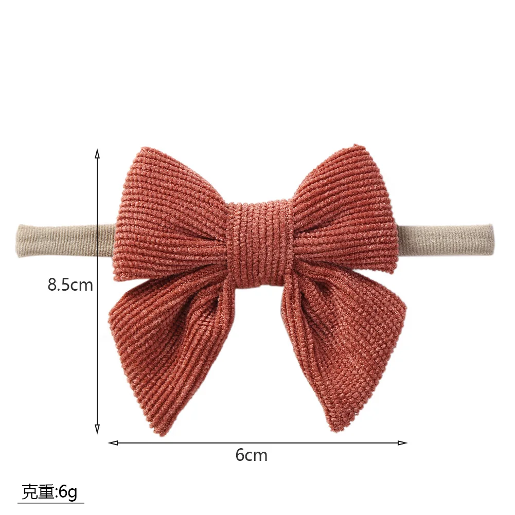 Solid Corduroy Baby Bow Headband Non-Wave Elastic Nylon Hair Bands Newborn Photography Props Fashion Headwraps Hair Accessories baby accessories box