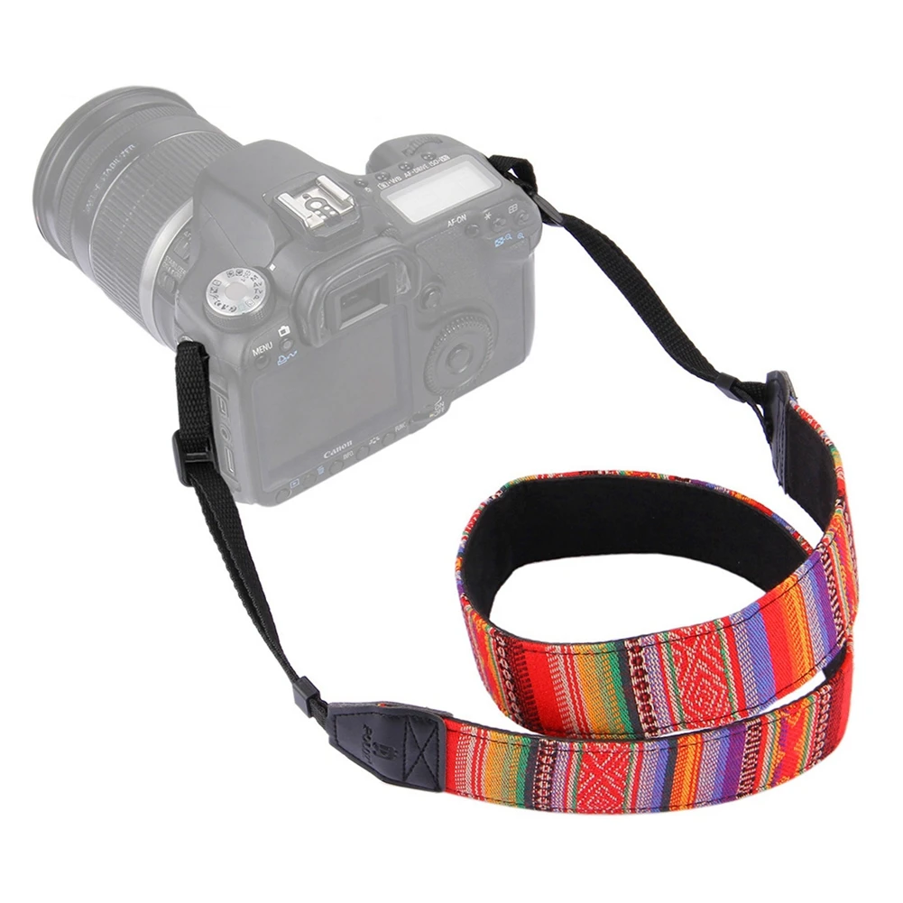 Ретро этнический стиль камеры плечевой шейный ремень многоцветная серия из искусственной кожи винтажный регулируемый ремень для Nikon sony DSL/DSLR