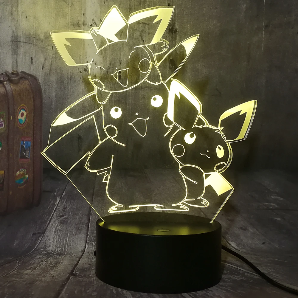 Очаровательная фигурка Пикачу Pokemon Go, 3D светодиодный Ночной светильник, детская настольная лампа для сна, декор для спальни, детские игрушки, рождественский подарок
