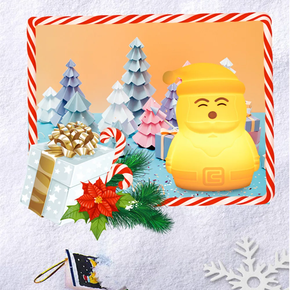 Santa Claus LED Night Light Remote Control Touch Sensor Colorful USB Rechargeable Silicone Desk Lamp for Children Kids Baby Gift