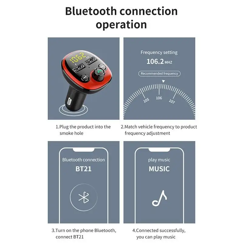 Bluetooth 5,0, автомобильный fm-передатчик, светодиодный дисплей, беспроводной MP3-плеер, передатчик, автомобильный комплект, 5 В/3,1 А, два порта usb, автомобильное зарядное устройство