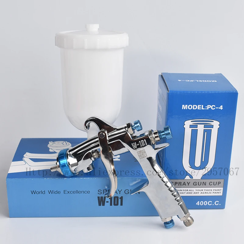 high quality W101 hvlp gravity spray gun W-101 400CC plastic pot 1.0/1.3/1.5/1.8mm original authentic spray gun