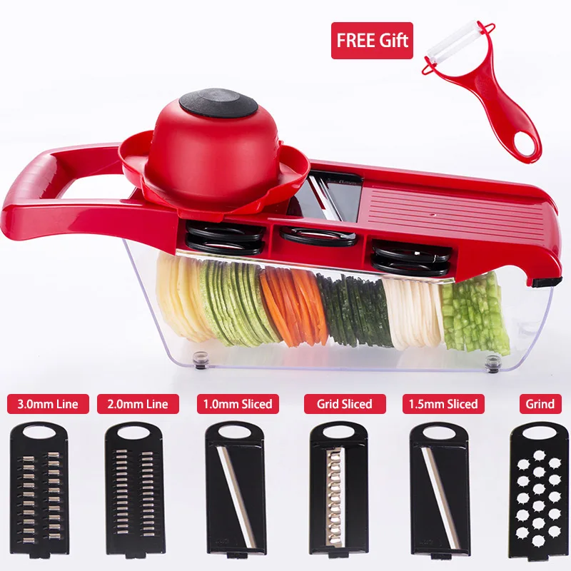 Овощерезка с 6 лезвиями Мандолина Слайсер Картофелечистка Морковь Терка для сыра